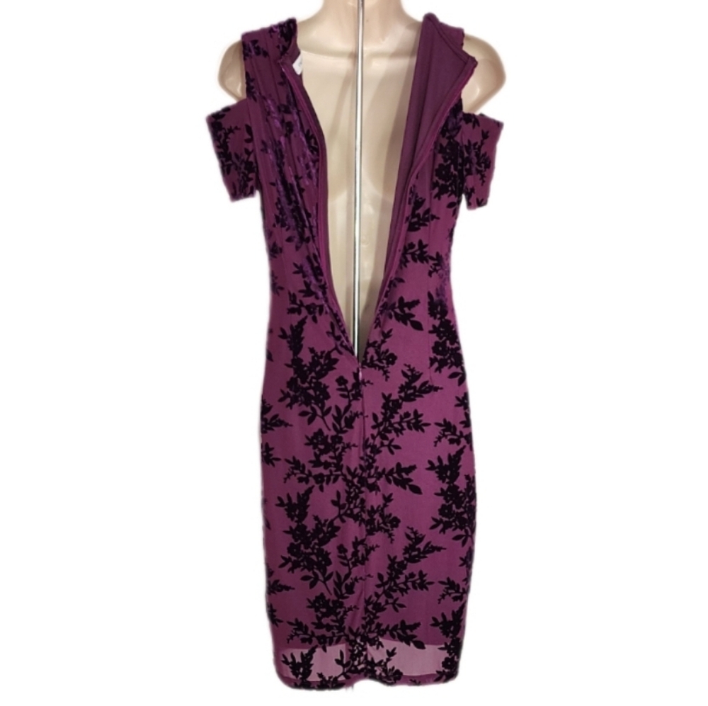 Calvin Klein Dress Velvet Burnout Sheath Purple Size 4 - Picture 5 of 13